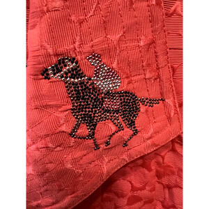 Women's Coral Orange equestrian Artsy Jacket ,3D Beaded Horse Derby Rock Size-M